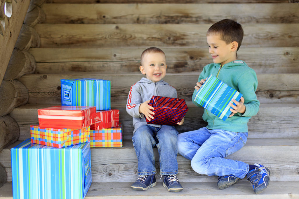 kids gift giving each other