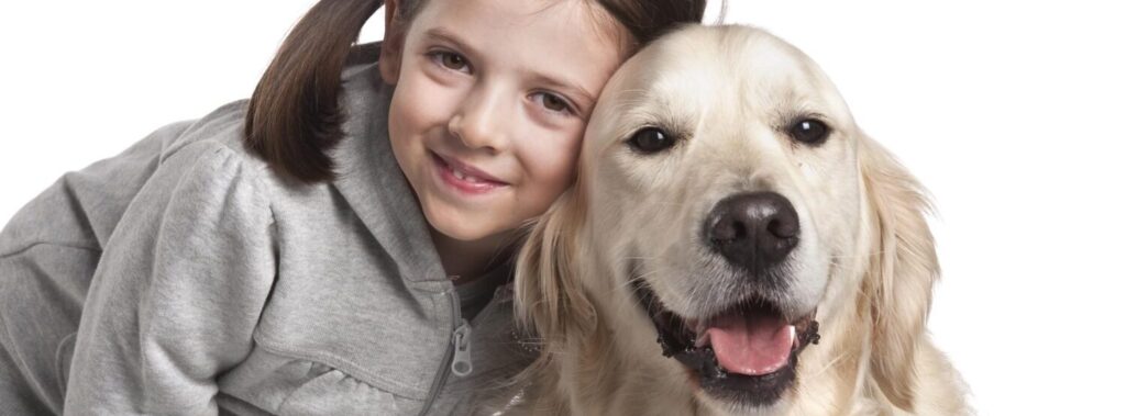 Therapy dog with child